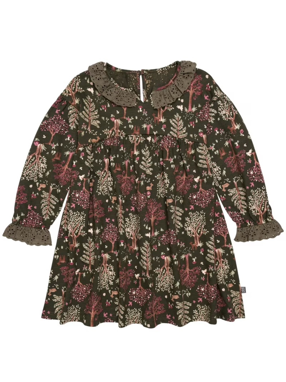 NWT Modern Moments By Gerber Toddler Girl Dress with Neck Ruffle and Embroidery